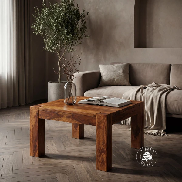 Kwadratowy nowoczesny stolik z drewna palisandru