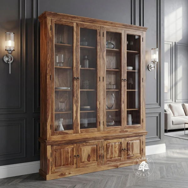 Klasyczna biblioteka z jasnego naturalnego drewna