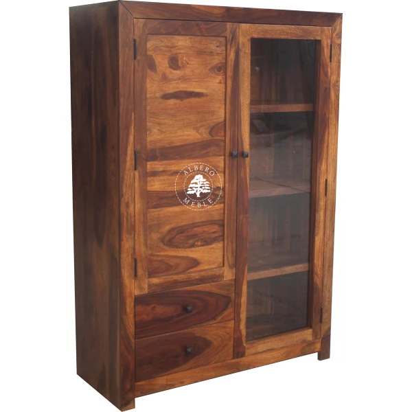 Szeroki kredens Modern Cube wykonany z drewna litego